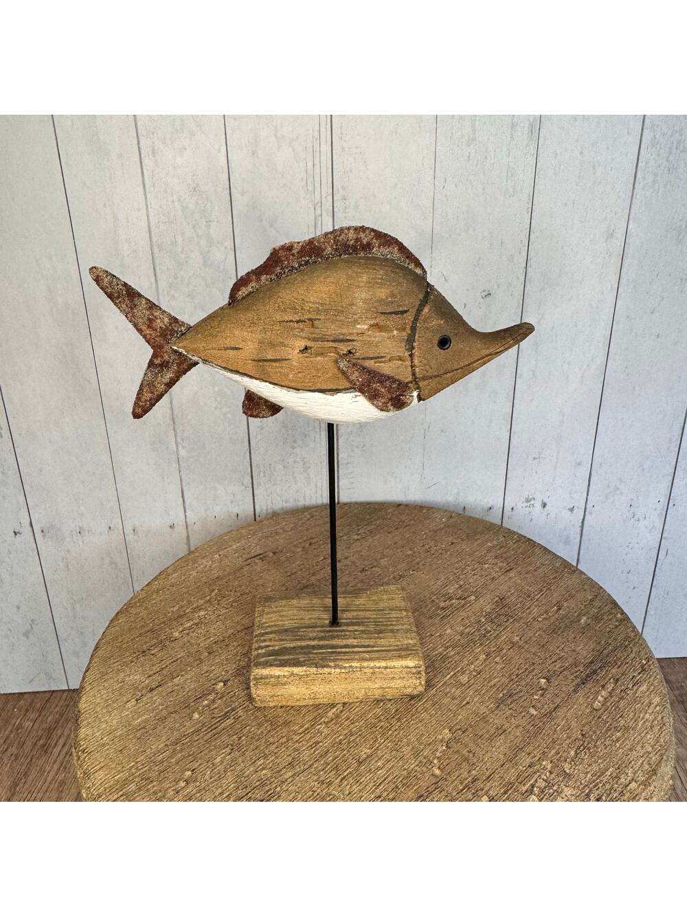 Wood Unicorn Fish Sitter Home Decor Rustic Art Nature Lover Seabird Ocean NEW